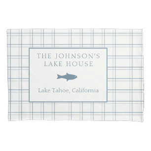Housse D'oreillers Poisson Bleu de la Maison de Lac Plaid Classable
