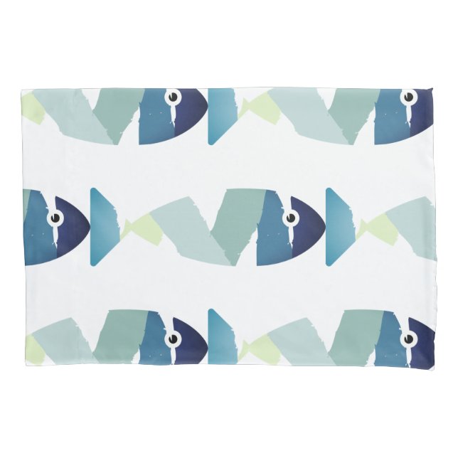 Housse D'oreillers Poisson bleu de natation Abstraite (devant-gauche)