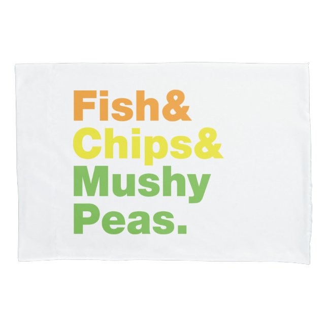 Housse D'oreillers Poissons & Chips & Pois Musqués. (devant)