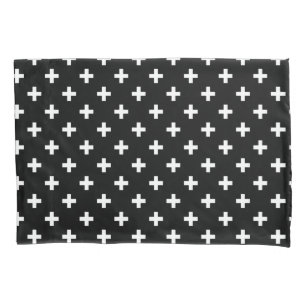 Housse D'oreillers Polka blanche croise sur noir