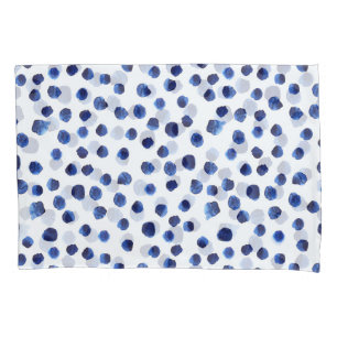 Housse D'oreillers Polka Bleue : Aquarelle Point sans joint.