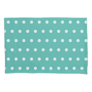 Housse D'oreillers Polka Dot Etui-Pilote Réversible (Aqua & White)