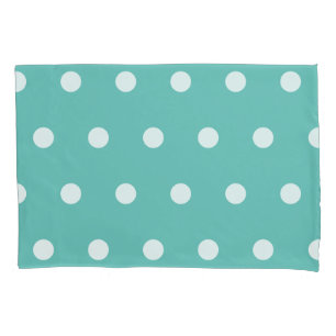 Housse D'oreillers Polka Dot Pillowcase (Aqua & White)