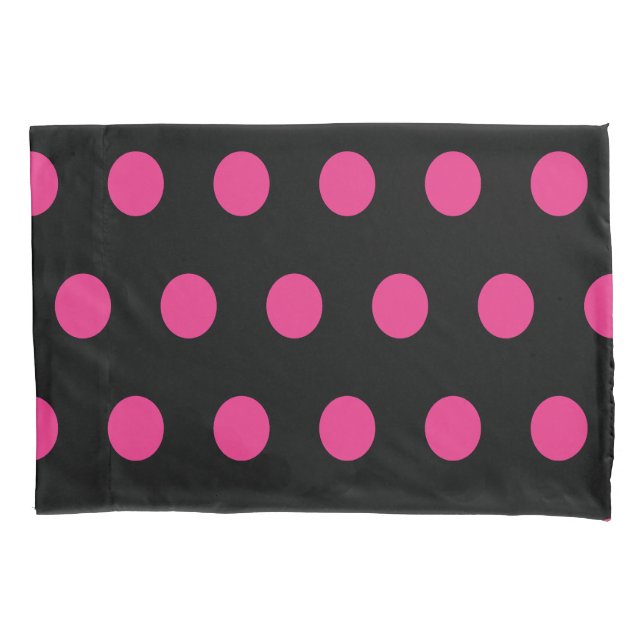 Housse D'oreillers Polka Dot Pillowcase (noir et rose néon) (devant)