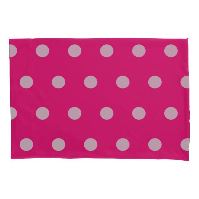 Housse D'oreillers Polka Dot Pillowcase (rose et gris chauds) (devant)