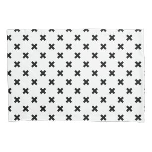 Housse D'oreillers Polka noire croise sur blanc