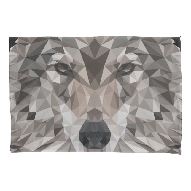 Housse D'oreillers Portrait géométrique Wolf Lone (devant-gauche)