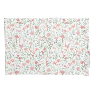 Housse D'oreillers Prairie de fleurs sauvages rose coquette féminine