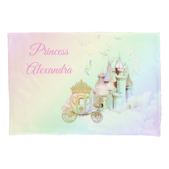 Housse D'oreillers Princesse magique Castle Carriage d'arc-en-ciel (devant)