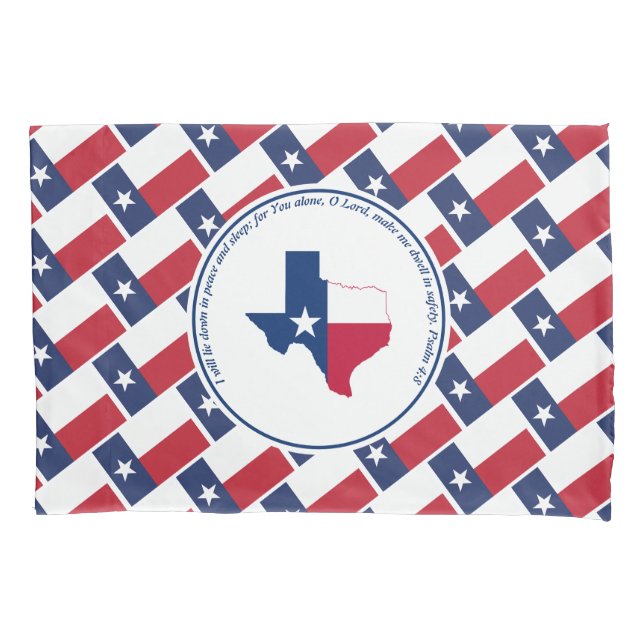 Housse D'oreillers PSALM 4:8 Écriture Customisée TEXAS DRAPEAU (devant)