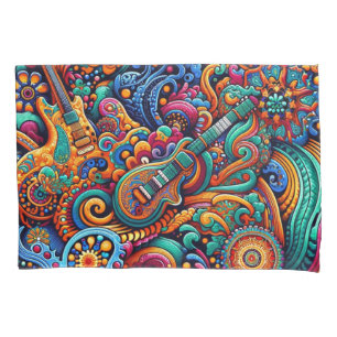 Housse D'oreillers Psychédélique Batik Guitare Art-Colorful Musique R