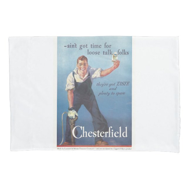 Housse D'oreillers Publicité Chesterfield Cigarettes vintage (devant)