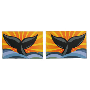 Housse D'oreillers Queue de baleines et vagues océaniques