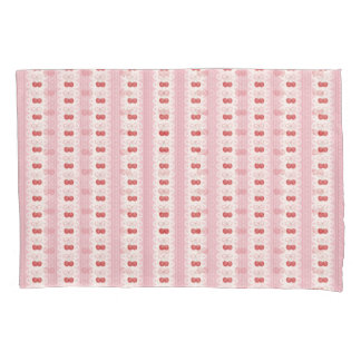 Housse D'oreillers Rayures Cerise Prépa - Rose et Blanc Cassé