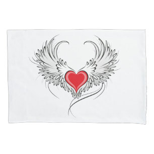 Housse D'oreillers Red Angel Coeur avec ailes
