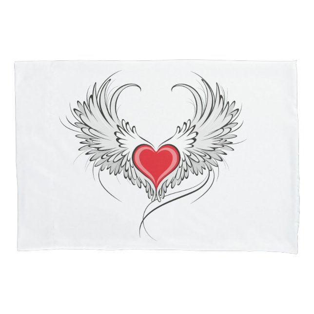 Housse D'oreillers Red Angel Coeur avec ailes (devant)