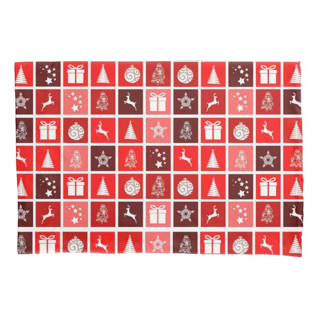 Housse D'oreillers Red Christmas Holiday Cute Tree Reinder (devant)