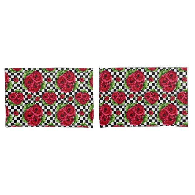 Housse D'oreillers Red Roses Bouquet Floral Amour Rockabilly (devant-Set)