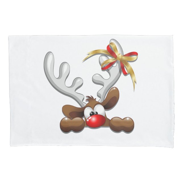 Housse D'oreillers Reindeer Puzzled drôle Caractère de Noël (devant)