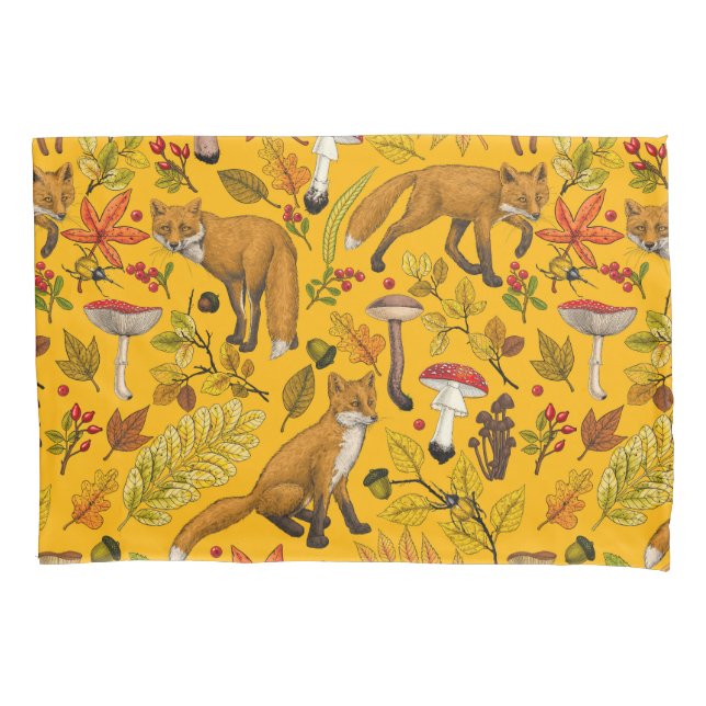 Housse D'oreillers Renard d'automne sur orange (devant-gauche)