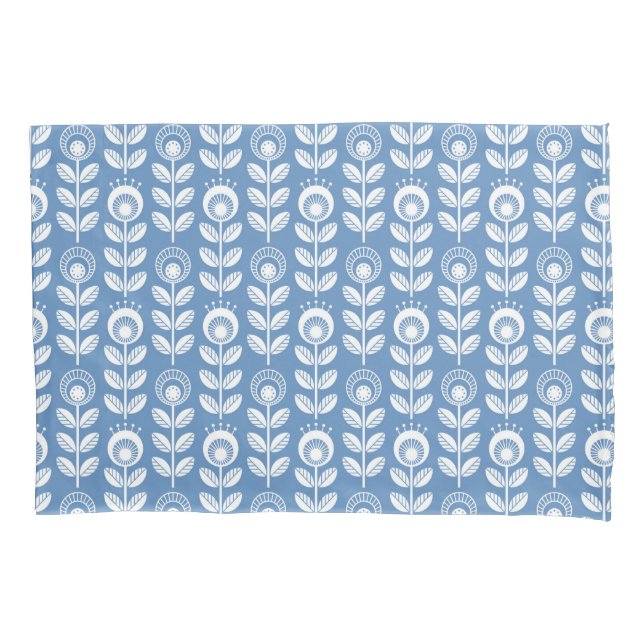 Housse D'oreillers Rétro motif bleu scandinave (devant-gauche)