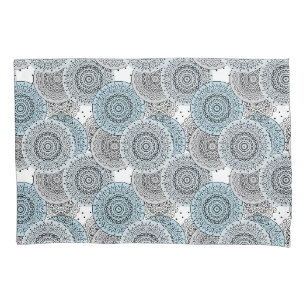 Housse D'oreillers Rétro, rétro motif, bleu et gris, élégant