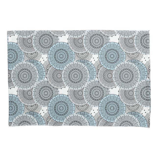 Housse D'oreillers Rétro, rétro motif, bleu et gris, élégant (devant)