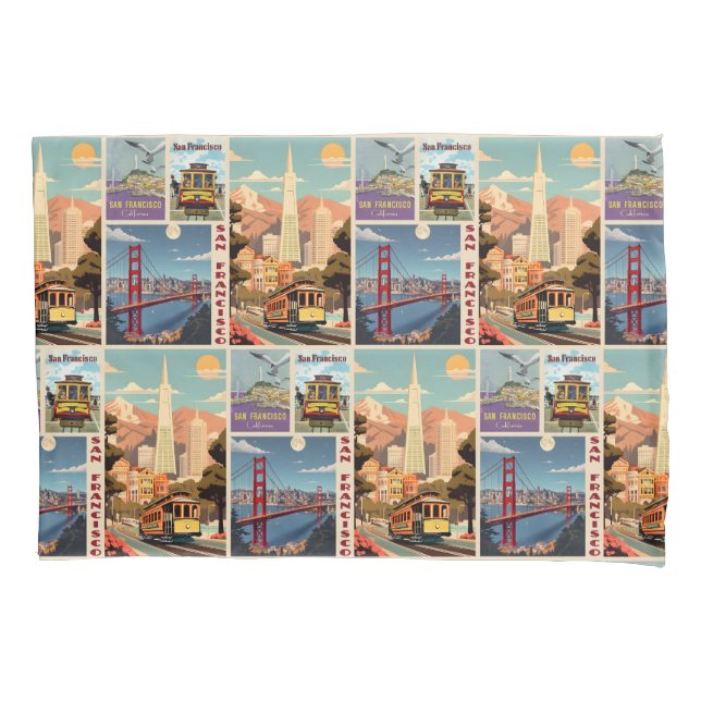 Housse D'oreillers Rétro San Francisco Patchwork (devant)