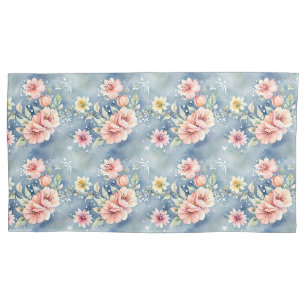 Housse D'oreillers Rêve contemporain rose & bleu Floral