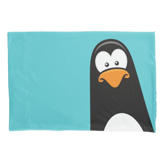 Housse D'oreillers Réversible drôle de pingouin de bande dessinée (devant)