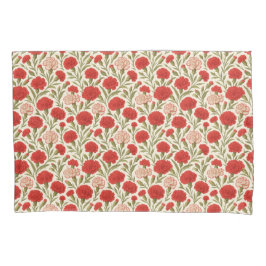 Housse D'oreillers Romantique Botanique Rouge Carnation Florale