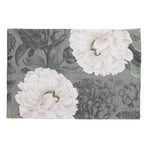 Housse D'oreillers Romantique gris de pivoine blanche