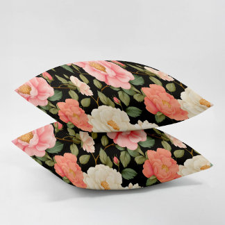 Housse D'oreillers Rose de minuit Whispers noir rose Vintage