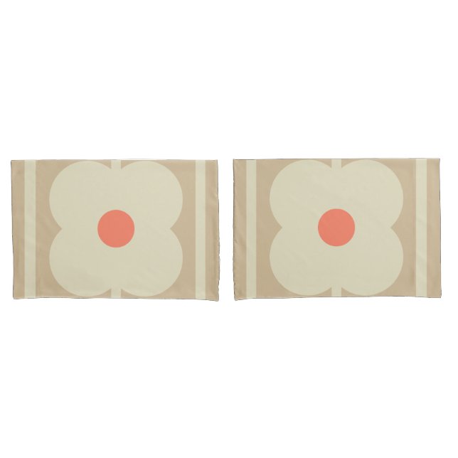 Housse D'oreillers Rose de thé, Fleurs Abacus géantes, style rétro (devant-Set)