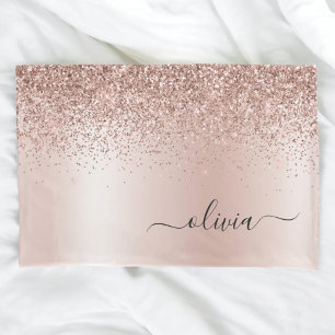 Housse D'oreillers Rose Gold - Parties scintillant rose pâle Nom du m