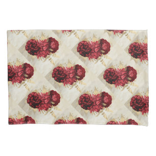 Housse D'oreillers Rose réversible vintage rouge violet collage