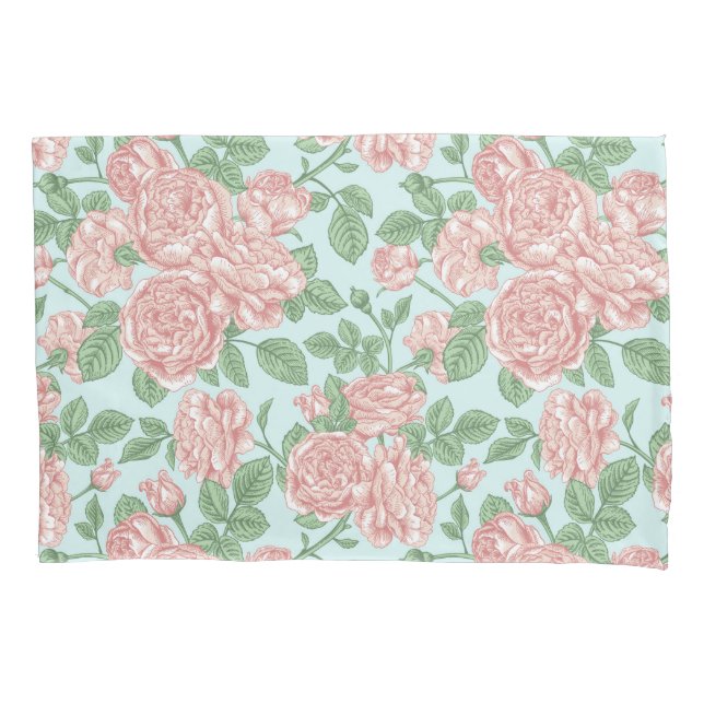 Housse D'oreillers Rose rose Jardin Bouquet Motif (devant)