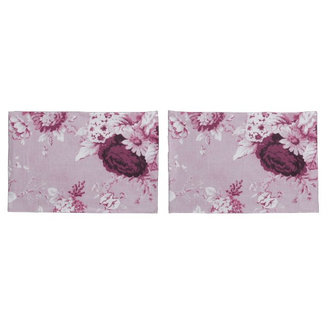 Housse D'oreillers Rose rose Vintage Botanique Toile Florale No.5 (Dos-Set)