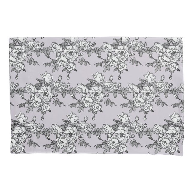 Housse D'oreillers Roses blanches peintes sur Rose Poudre (devant)