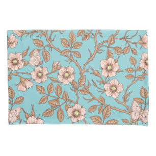 Housse D'oreillers Roses sauvages et papillons /rose/marron/bassin