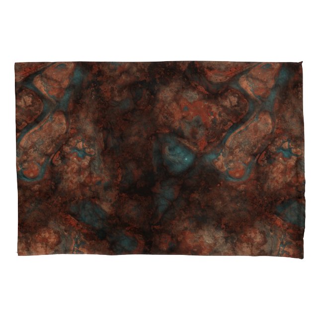 Housse D'oreillers Rust et Pierre Turquoise Abstrait (devant-gauche)