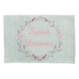 Housse D'oreillers Rustic Chic Aqua Stripes Sweet Dreams