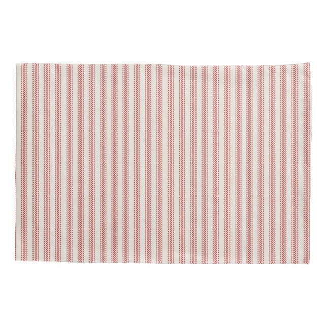 Housse D'oreillers Rustique Rouge rayé Français Ticking Coussins Coqu (Dos-gauche)