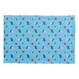 Housse D'oreillers Salle pour enfants Nautique Marine Voilier Baleine