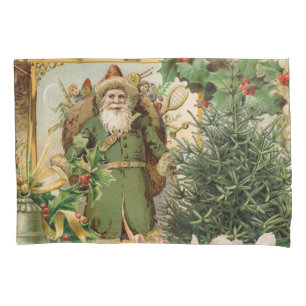 Housse D'oreillers Santa Claus Noël Antiquité Belle Art