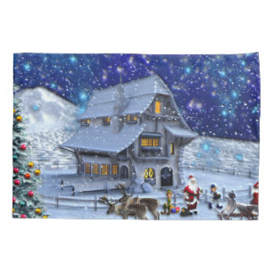 Housse D'oreillers Santa Rudolph Elf with Sled