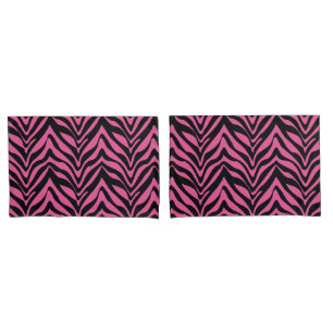 Housse D'oreillers Sassy rose et noir zèbre raypes
