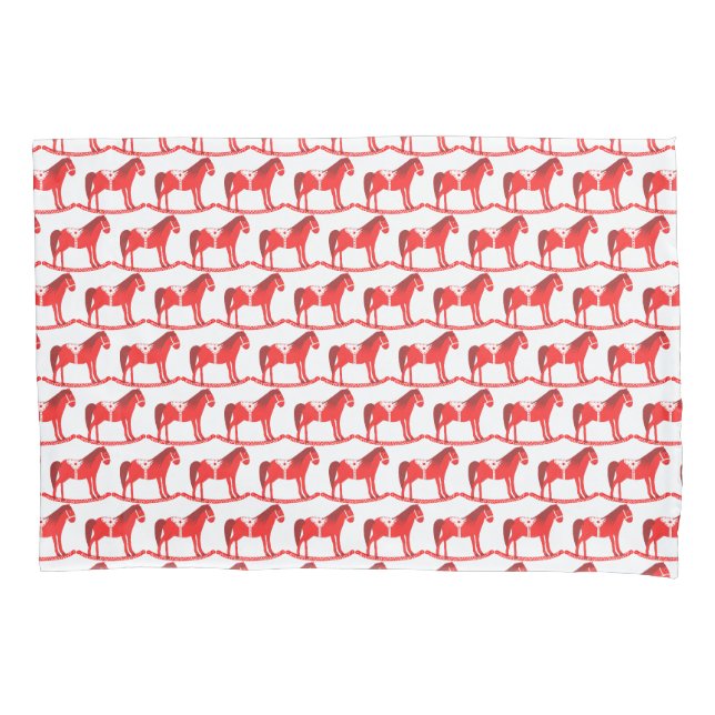 Housse D'oreillers Scandinave Noël Cheval Rocking Motif (devant)