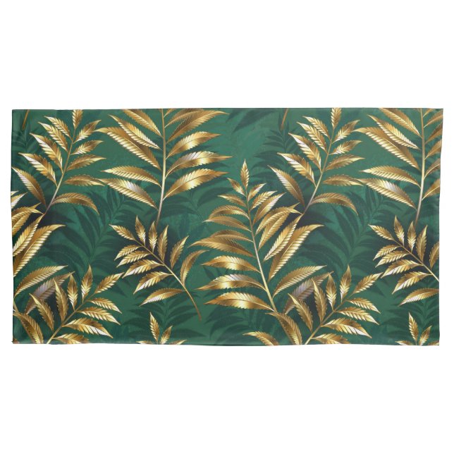 Housse D'oreillers Seamless pattern with golden ferns (devant-gauche)