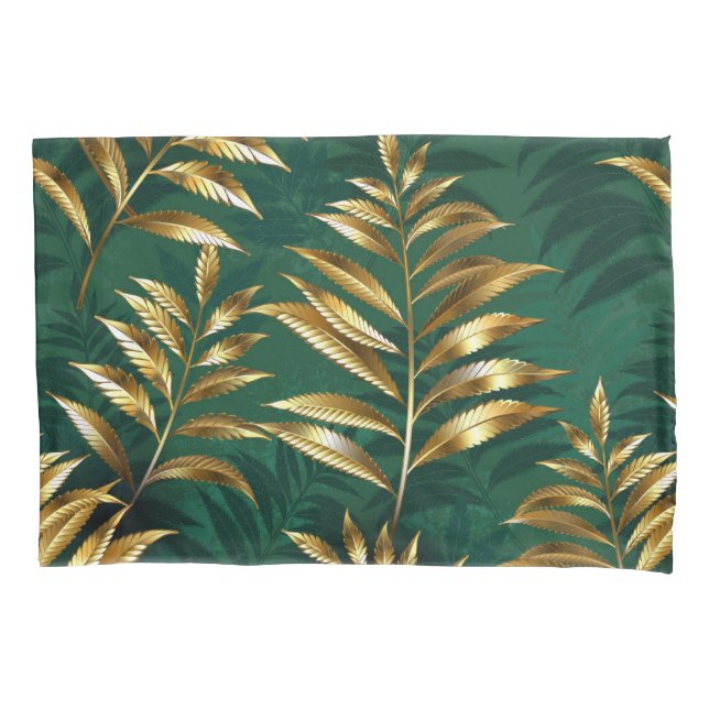 Housse D'oreillers Seamless pattern with golden ferns (devant)